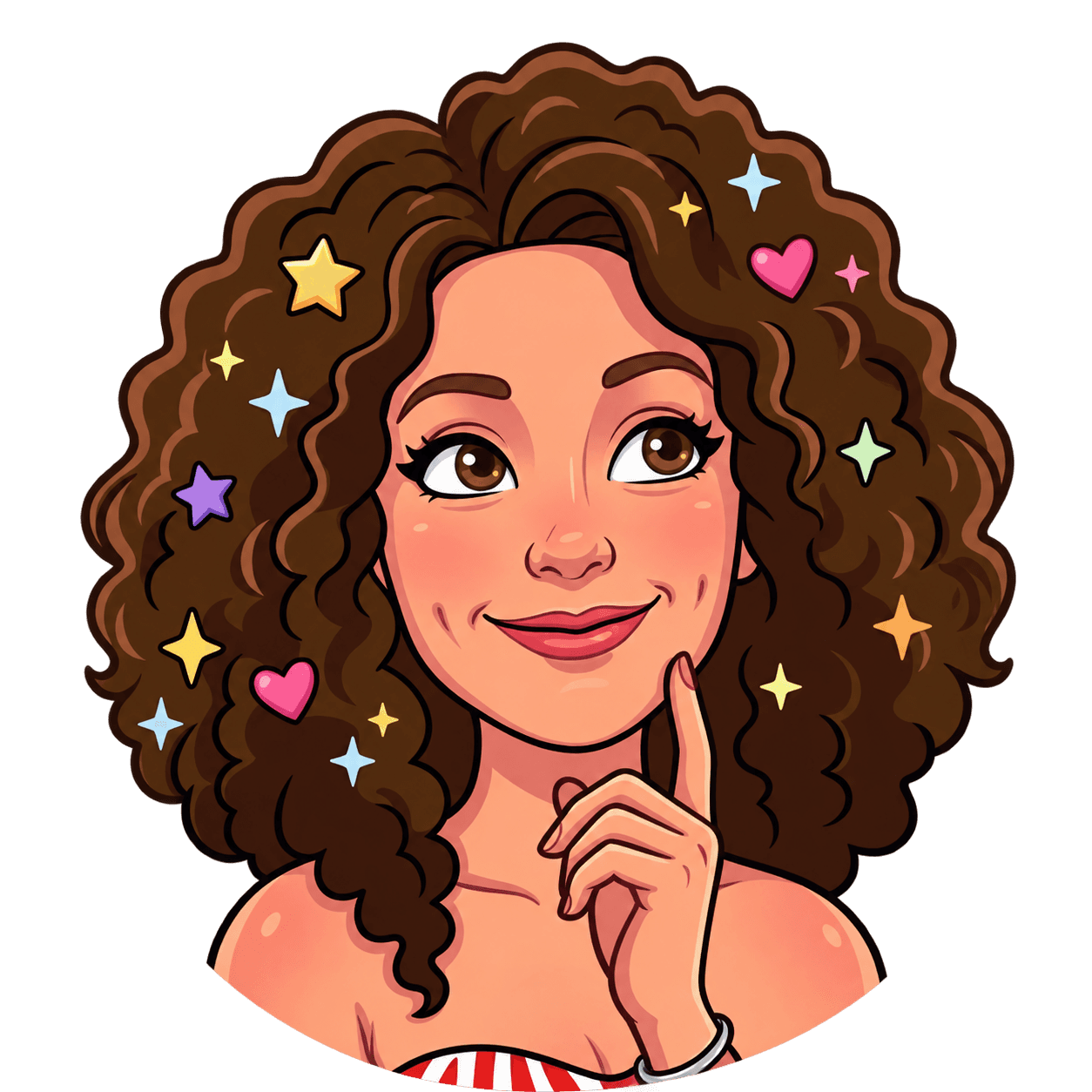 Illustration of Corinne Sunshine smiling thoughtfully